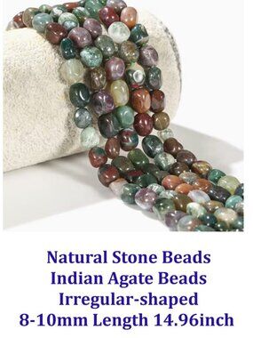 Natural Stone Beads Indian Agate Beads Irregular-shaped 8-10mm Length 14.96inch